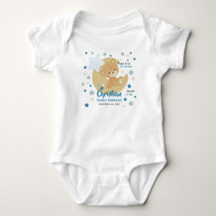Adorable Teddy Bear Baby Boy Birth Stats Bodysuit