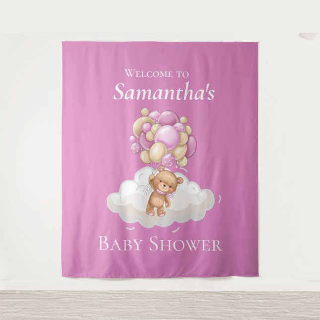 Adorable Teddy Bear Baby Shower backdrop  Tapestry (Front)