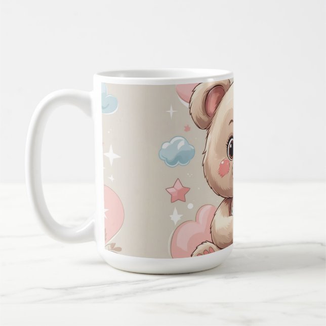 Adorable Teddy Bear Baby – Soft Pastel Design Coffee Mug (Left)