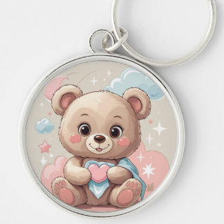 Adorable Teddy Bear Baby – Soft Pastel Design Key Ring