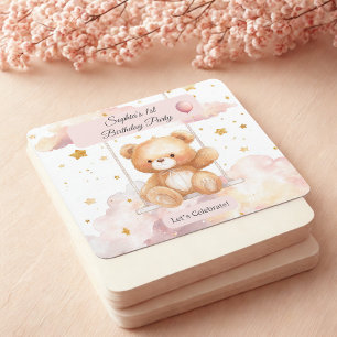 Adorable Teddy Bear Birthday – Custom Coaster