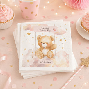 Adorable Teddy Bear Birthday – Custom Coaster Napkin