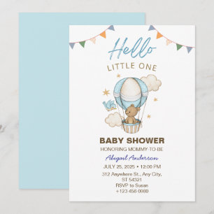 Adorable Teddy Bear Boy Kid Baby Shower Invitation