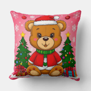 🎄 Adorable Teddy Bear Christmas Glow ❄️ Santa Sui Cushion