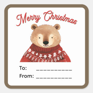 Adorable Teddy Bear (D) Christmas Gift Label