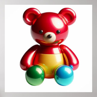 Adorable Teddy Bear Doll Wall Art Poster for Cute 