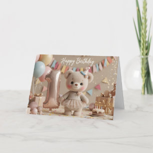 Adorable Teddy Bear First Birthday Celebration Card