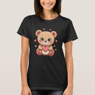 Adorable Teddy Bear Holding Heart Love Valentine T-Shirt
