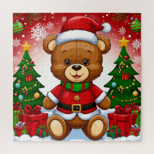 Adorable Teddy Bear in Santa Suit Jigsaw Puzzle