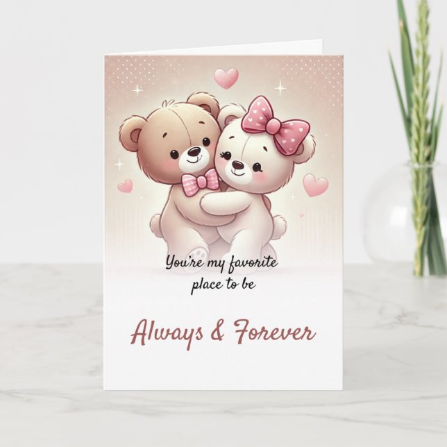 Adorable Teddy Bear Love Greeting Card  (Front)