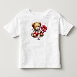 Adorable Teddy Bear Name Valentines Day  Toddler T-Shirt