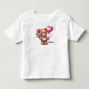 Adorable Teddy Bear Personalised Valentines Day Toddler T-Shirt