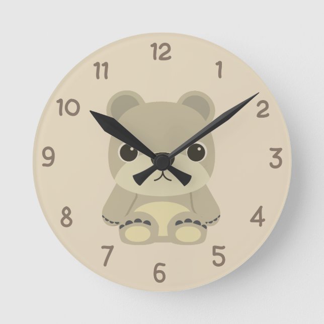 Adorable Teddy Bear Round Clock (Front)