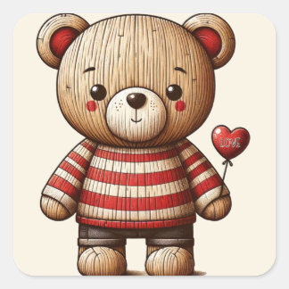 Adorable Teddy Bear Square Sticker
