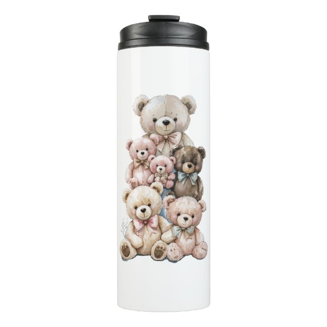 Adorable Teddy Bear Stack Thermal Tumbler (Front)
