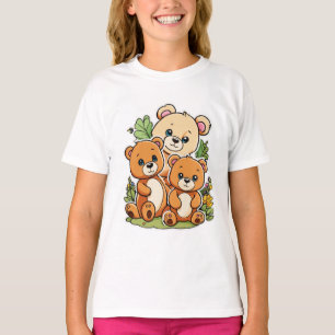 Adorable Teddy Bear Trio - Cute Cartoon Design T-Shirt