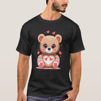 Adorable Teddy Bear with Hearts Romantic Valentine T-Shirt