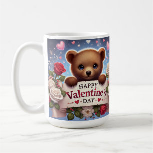 Adorable Teddy Bear with Roses Coffee Mug