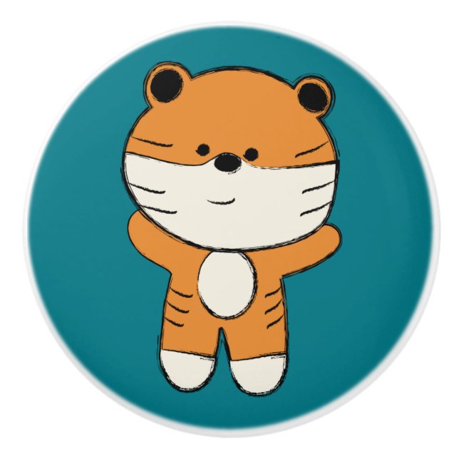 Adorable Tiger Ceramic Knob (Front)