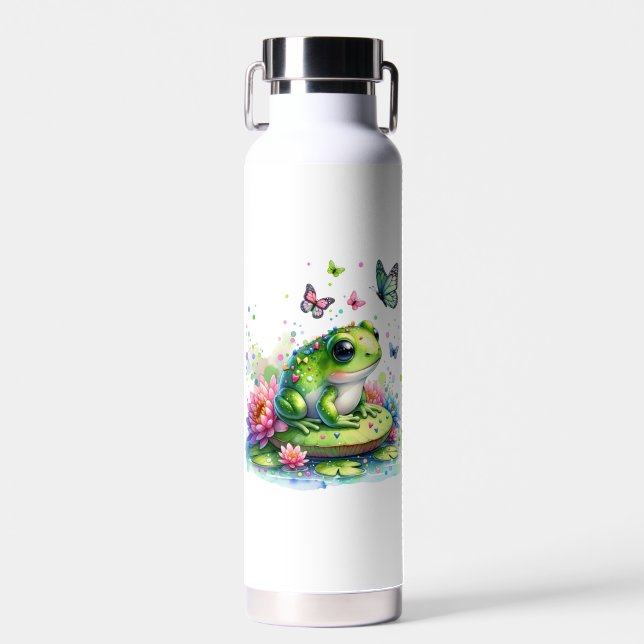 Adorable Toad and Butterflies Personalised Water Bottle (Front)