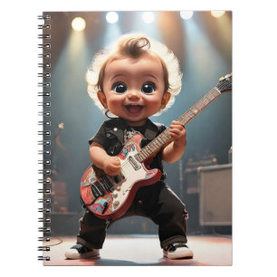 Adorable Toddler Playing Guitar Live in Concert Notebook