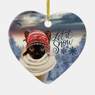 Adorable Tonkinese cat santa Christmas ornaments 