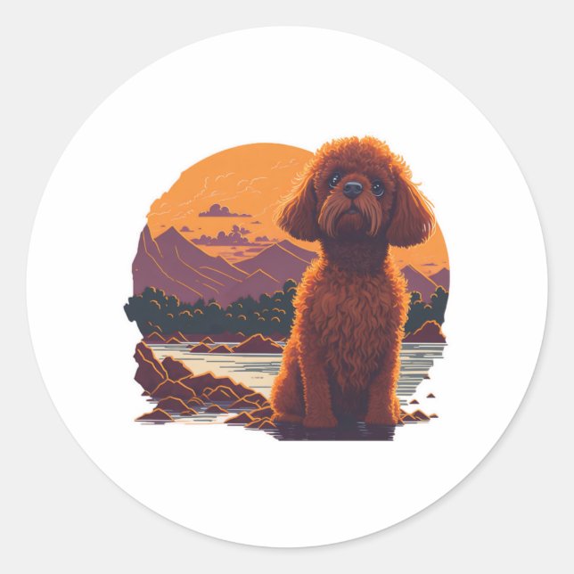 Adorable Toy Poodle Classic Round Sticker (Front)