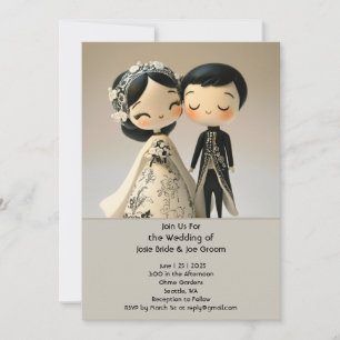 Adorable traditional couple wedding invitation