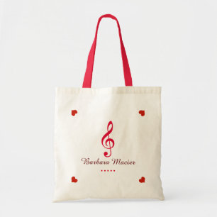 adorable treble clef music personalised tote bag