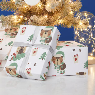Adorable Trees   Teddy Bear Christmas Wrapping Paper