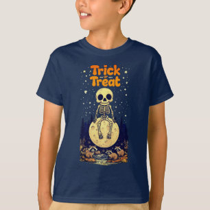 Adorable "Trick or Treat" Skeleton & Raccoons T-Shirt