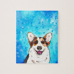 Adorable Tricolor Corgi Watercolor Jigsaw Puzzle