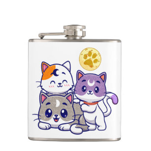 Adorable Trio – Three Cute Cats Hip Flask