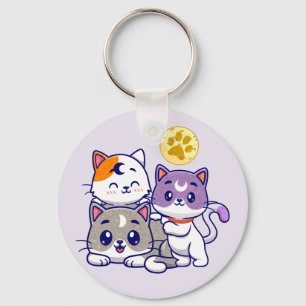 Adorable Trio – Three Cute Cats Key Ring
