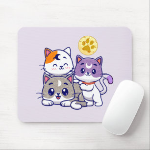 Adorable Trio – Three Cute Cats Mouse Mat
