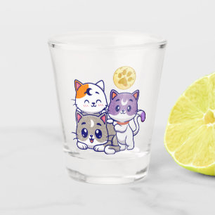Adorable Trio – Three Cute Cats Shot Glass