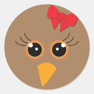 🦃 Adorable turkey face, brown Classic Round Sticker
