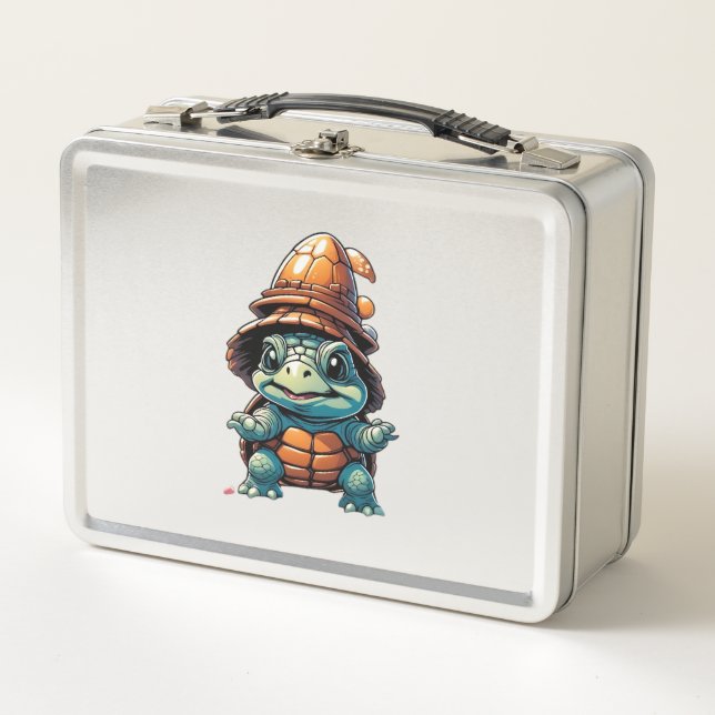 Adorable Turtle in Halloween Mood Essential T-Shir Metal Lunch Box (Front)