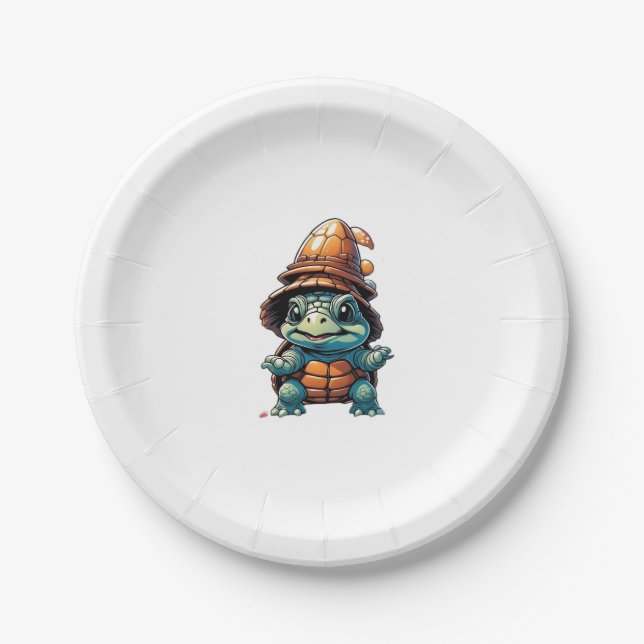 Adorable Turtle in Halloween Mood Essential T-Shir Paper Plate (Front)