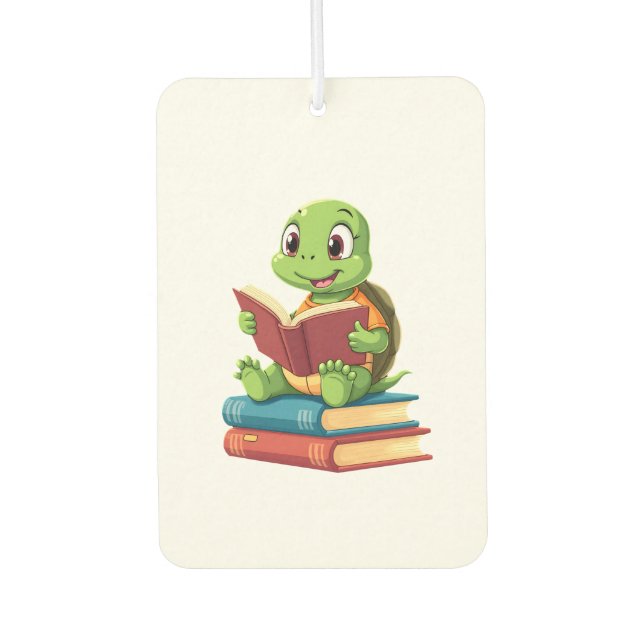 Adorable Turtle Reading Books (2) Car Air Freshener (Front)