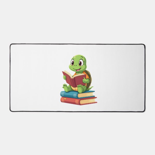 Adorable Turtle Reading Books (2) Desk Mat (Front)
