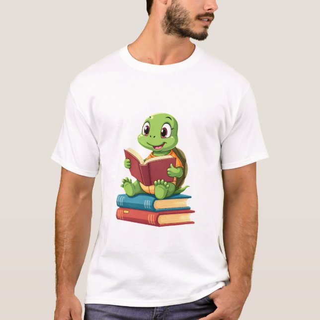 Adorable Turtle Reading Books (2) T-Shirt (Front)