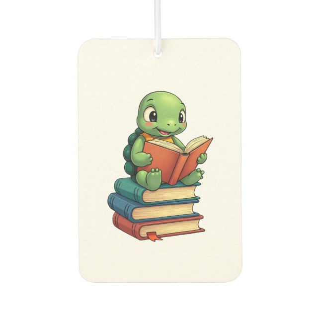 Adorable Turtle Reading Books (3) Car Air Freshener (Front)