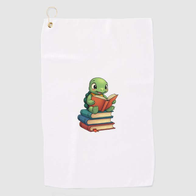 Adorable Turtle Reading Books (3) Golf Towel (Front)