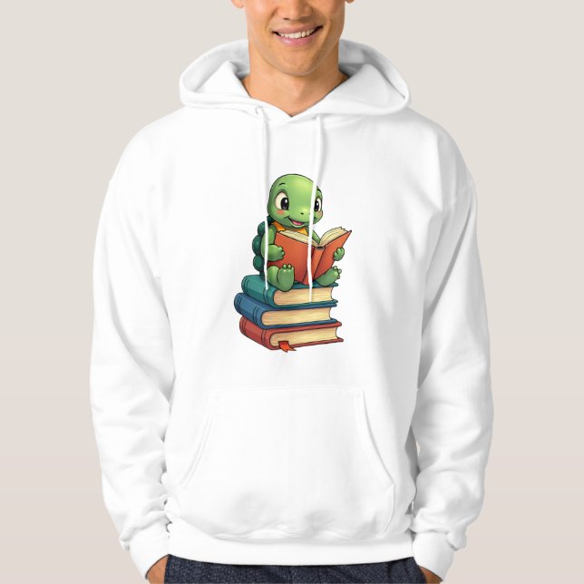 Adorable Turtle Reading Books (3) Hoodie (Front)