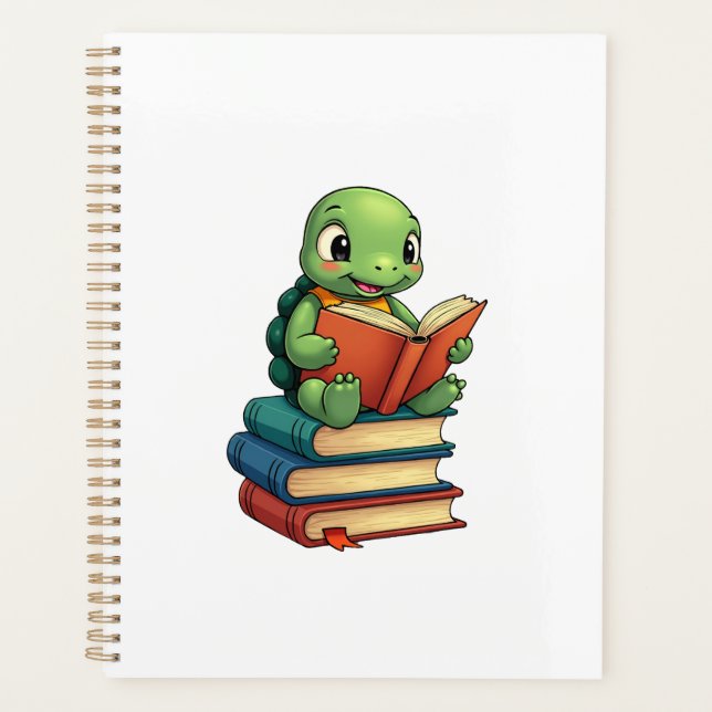Adorable Turtle Reading Books (3) Planner (Front)