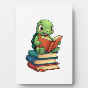 Adorable Turtle Reading Books (3) Plaque