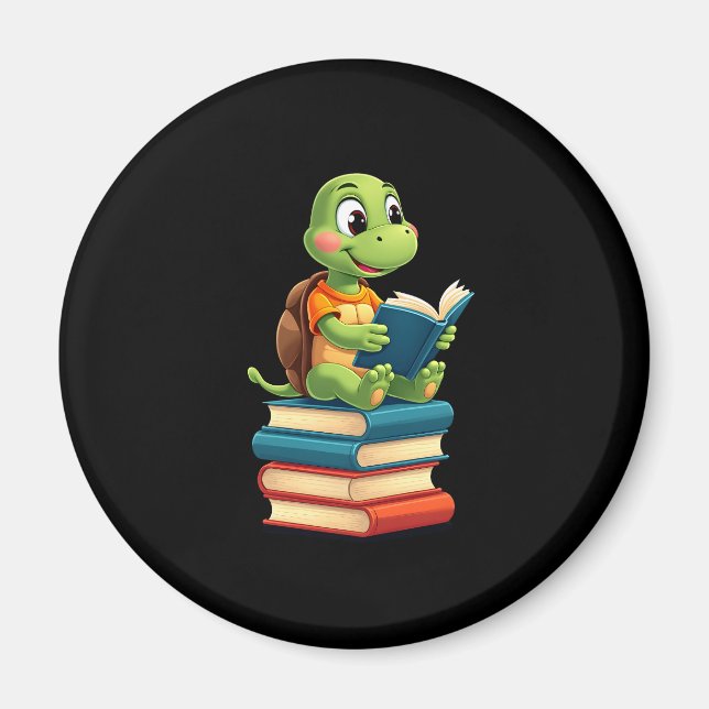 Adorable Turtle Reading Books (4) Magnet (Front)