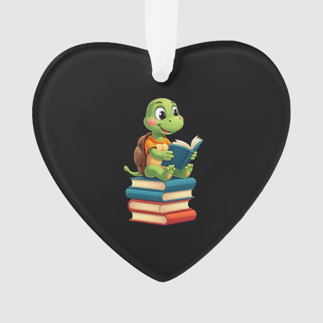 Adorable Turtle Reading Books (4) Ornament (Front)