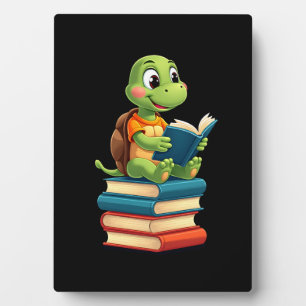 Adorable Turtle Reading Books (4) Plaque